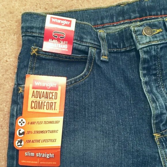 NEW BOY’S BLUE JEANS WRANGLER SLIM STRAIGHT FLEX SIZE 16 REGULAR WRANGLERS PANTS - Picture 5 of 5